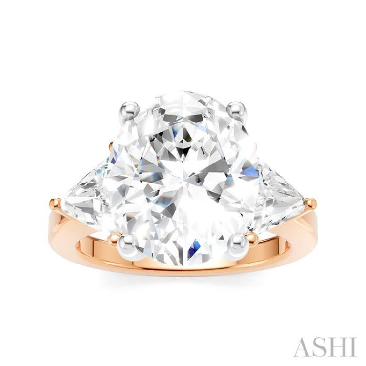 1 1/10 Ctw Oval Shape Trillion Cut & Round Cut Diamond Semi-Mount Engagement Ring in 14K Rose and White Gold 1 1/10 Ctw Oval Shape Trillion Cut & Round Cut Diamond Semi-Mount Engagement Ring in 14K Rose and White Gold