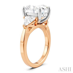 1 1/10 Ctw Oval Shape Trillion Cut & Round Cut Diamond Semi-Mount Engagement Ring in 14K Rose and White Gold 1 1/10 Ctw Oval Shape Trillion Cut & Round Cut Diamond Semi-Mount Engagement Ring in 14K Rose and White Gold