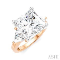 1 1/10 Ctw Princess Shape Trillion Cut & Round Cut Diamond Semi-Mount Engagement Ring in 14K Rose and White Gold 1 1/10 Ctw Princess Shape Trillion Cut & Round Cut Diamond Semi-Mount Engagement Ring in 14K Rose and White Gold