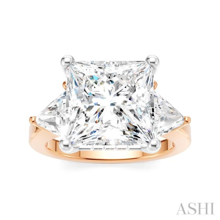 1 1/10 Ctw Princess Shape Trillion Cut & Round Cut Diamond Semi-Mount Engagement Ring in 14K Rose and White Gold 1 1/10 Ctw Princess Shape Trillion Cut & Round Cut Diamond Semi-Mount Engagement Ring in 14K Rose and White Gold
