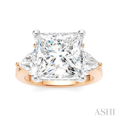 1 1/10 Ctw Princess Shape Trillion Cut & Round Cut Diamond Semi-Mount Engagement Ring in 14K Rose and White Gold 1 1/10 Ctw Princess Shape Trillion Cut & Round Cut Diamond Semi-Mount Engagement Ring in 14K Rose and White Gold