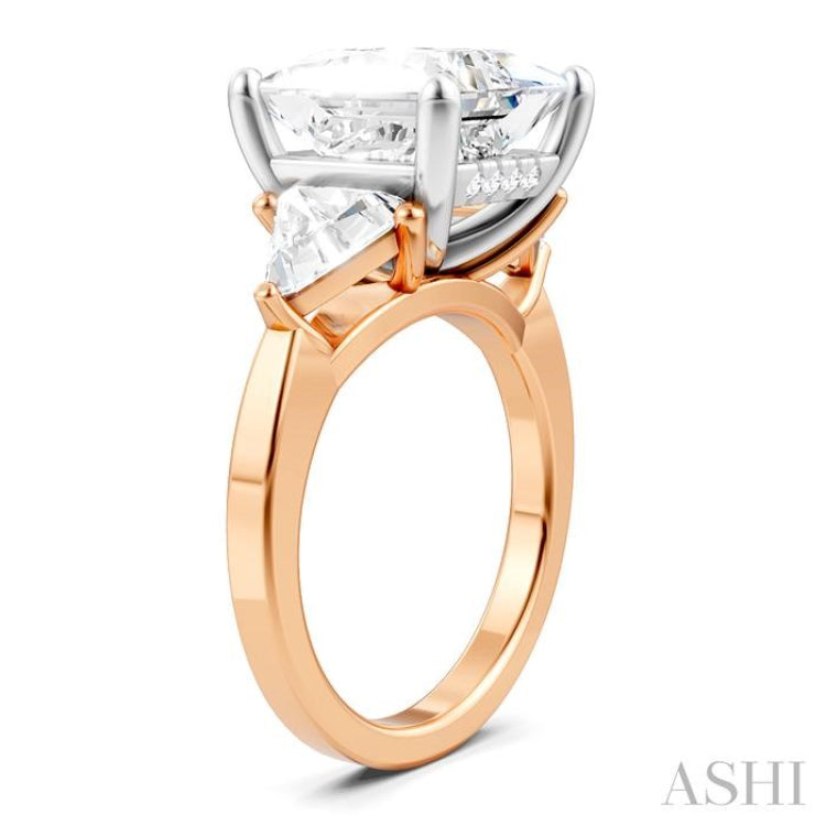 1 1/10 Ctw Princess Shape Trillion Cut & Round Cut Diamond Semi-Mount Engagement Ring in 14K Rose and White Gold 1 1/10 Ctw Princess Shape Trillion Cut & Round Cut Diamond Semi-Mount Engagement Ring in 14K Rose and White Gold