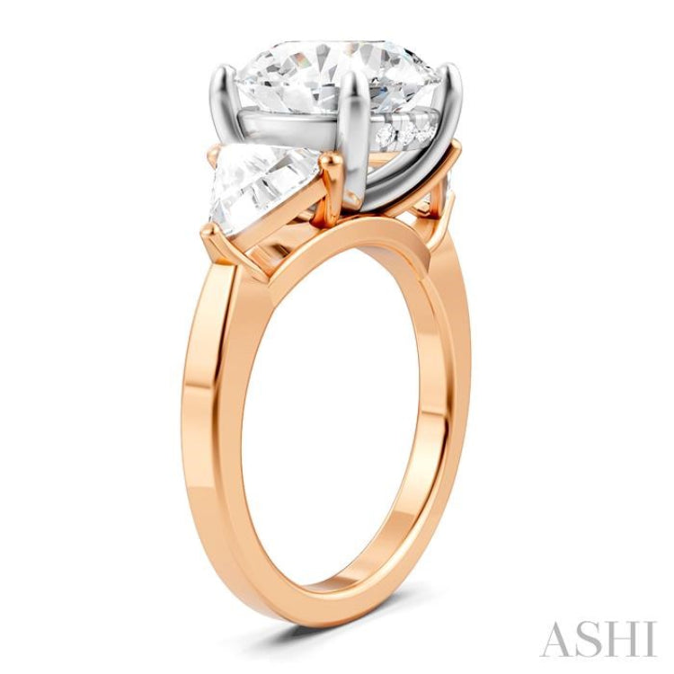 1 1/10 Ctw Circular Shape Trillion and Round Cut Diamond Semi-Mount Engagement Ring in 14K Rose and White Gold 1 1/10 Ctw Circular Shape Trillion and Round Cut Diamond Semi-Mount Engagement Ring in 14K Rose and White Gold