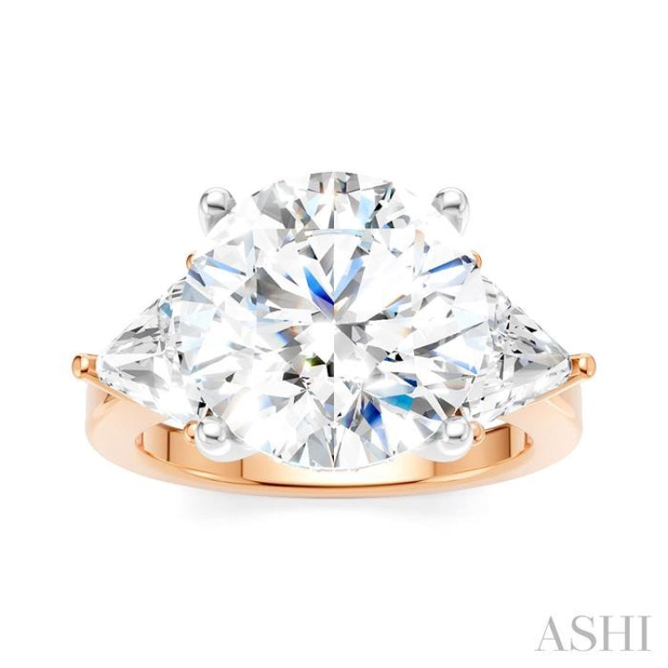 1 1/10 Ctw Circular Shape Trillion and Round Cut Diamond Semi-Mount Engagement Ring in 14K Rose and White Gold 1 1/10 Ctw Circular Shape Trillion and Round Cut Diamond Semi-Mount Engagement Ring in 14K Rose and White Gold