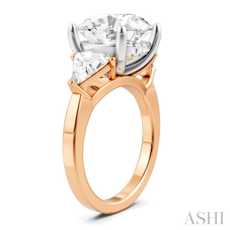 1 1/10 Ctw Circular Shape Trillion and Round Cut Diamond Semi-Mount Engagement Ring in 14K Rose and White Gold 1 1/10 Ctw Circular Shape Trillion and Round Cut Diamond Semi-Mount Engagement Ring in 14K Rose and White Gold