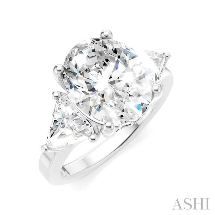 1 1/10 Ctw Oval Shape Trillion Cut & Round Cut Diamond Semi-Mount Engagement Ring in 14K White Gold 1 1/10 Ctw Oval Shape Trillion Cut & Round Cut Diamond Semi-Mount Engagement Ring in 14K White Gold
