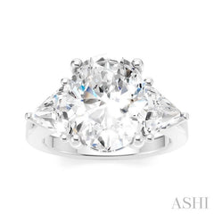 1 1/10 Ctw Oval Shape Trillion Cut & Round Cut Diamond Semi-Mount Engagement Ring in 14K White Gold 1 1/10 Ctw Oval Shape Trillion Cut & Round Cut Diamond Semi-Mount Engagement Ring in 14K White Gold