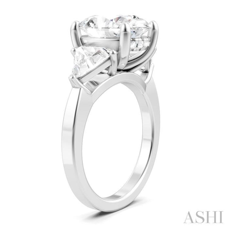 1 1/10 Ctw Oval Shape Trillion Cut & Round Cut Diamond Semi-Mount Engagement Ring in 14K White Gold 1 1/10 Ctw Oval Shape Trillion Cut & Round Cut Diamond Semi-Mount Engagement Ring in 14K White Gold