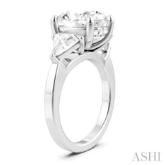 1 1/10 Ctw Oval Shape Trillion Cut & Round Cut Diamond Semi-Mount Engagement Ring in 14K White Gold 1 1/10 Ctw Oval Shape Trillion Cut & Round Cut Diamond Semi-Mount Engagement Ring in 14K White Gold