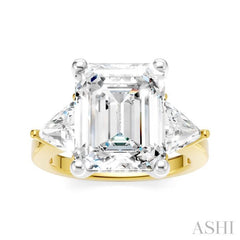 1 1/10 Ctw Emerald Shape Trillion and Round Cut Diamond Semi-Mount Engagement Ring in 14K yellow and White Gold 1 1/10 Ctw Emerald Shape Trillion and Round Cut Diamond Semi-Mount Engagement Ring in 14K yellow and White Gold