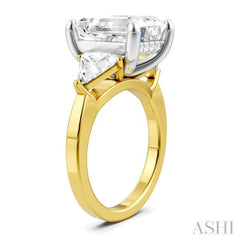 1 1/10 Ctw Emerald Shape Trillion and Round Cut Diamond Semi-Mount Engagement Ring in 14K yellow and White Gold 1 1/10 Ctw Emerald Shape Trillion and Round Cut Diamond Semi-Mount Engagement Ring in 14K yellow and White Gold
