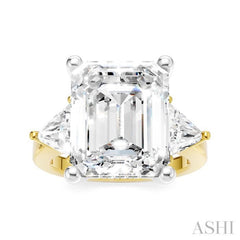 1 1/10 Ctw Emerald Shape Trillion and Round Cut Diamond Semi-Mount Engagement Ring in 14K Yellow and White Gold 1 1/10 Ctw Emerald Shape Trillion and Round Cut Diamond Semi-Mount Engagement Ring in 14K Yellow and White Gold