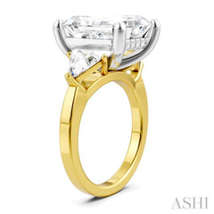 1 1/10 Ctw Emerald Shape Trillion and Round Cut Diamond Semi-Mount Engagement Ring in 14K Yellow and White Gold 1 1/10 Ctw Emerald Shape Trillion and Round Cut Diamond Semi-Mount Engagement Ring in 14K Yellow and White Gold