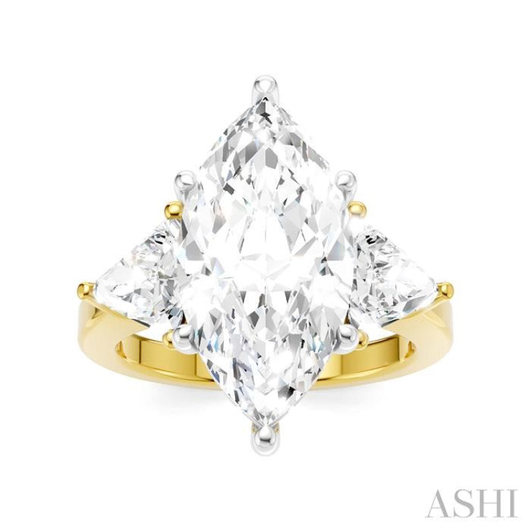 1 1/10 Ctw Marquise Shape Trillion and Round Cut Diamond Semi-Mount Engagement Ring in 14K Yellow and White Gold 1 1/10 Ctw Marquise Shape Trillion and Round Cut Diamond Semi-Mount Engagement Ring in 14K Yellow and White Gold