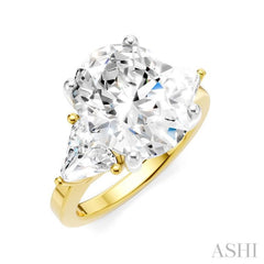 1 1/10 Ctw Oval Shape Trillion Cut & Round Cut Diamond Semi-Mount Engagement Ring in 14K Yellow and White Gold 1 1/10 Ctw Oval Shape Trillion Cut & Round Cut Diamond Semi-Mount Engagement Ring in 14K Yellow and White Gold