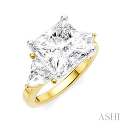 1 1/10 Ctw Princess Shape Trillion Cut & Round Cut Diamond Semi-Mount Engagement Ring in 14K Yellow and White Gold 1 1/10 Ctw Princess Shape Trillion Cut & Round Cut Diamond Semi-Mount Engagement Ring in 14K Yellow and White Gold