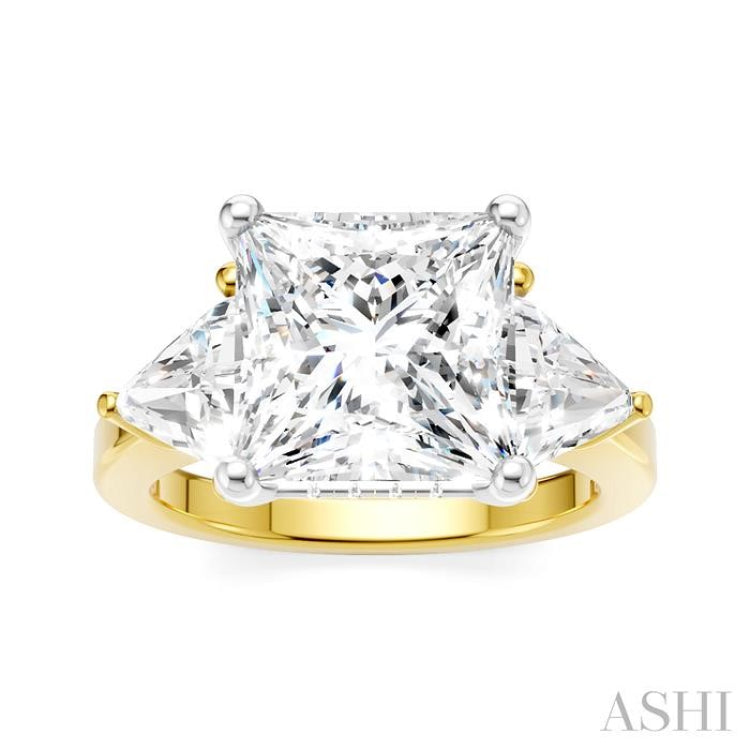 1 1/10 Ctw Princess Shape Trillion Cut & Round Cut Diamond Semi-Mount Engagement Ring in 14K Yellow and White Gold 1 1/10 Ctw Princess Shape Trillion Cut & Round Cut Diamond Semi-Mount Engagement Ring in 14K Yellow and White Gold