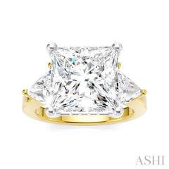 1 1/10 Ctw Princess Shape Trillion Cut & Round Cut Diamond Semi-Mount Engagement Ring in 14K Yellow and White Gold 1 1/10 Ctw Princess Shape Trillion Cut & Round Cut Diamond Semi-Mount Engagement Ring in 14K Yellow and White Gold