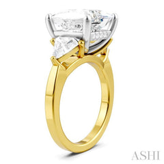1 1/10 Ctw Princess Shape Trillion Cut & Round Cut Diamond Semi-Mount Engagement Ring in 14K Yellow and White Gold 1 1/10 Ctw Princess Shape Trillion Cut & Round Cut Diamond Semi-Mount Engagement Ring in 14K Yellow and White Gold