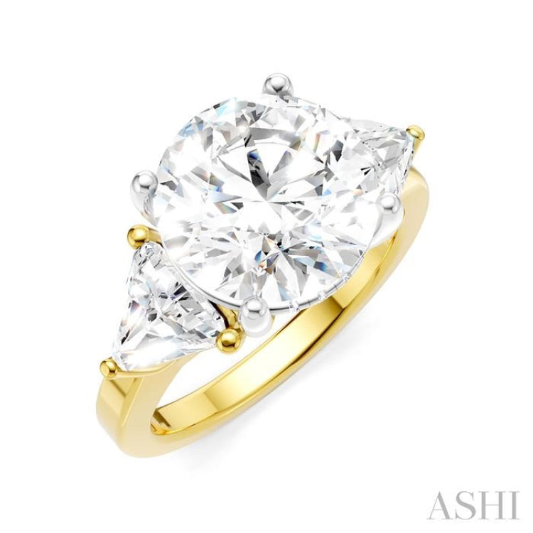 1 1/10 Ctw Circular Shape Trillion and Round Cut Diamond Semi-Mount Engagement Ring in 14K Yellow and White Gold 1 1/10 Ctw Circular Shape Trillion and Round Cut Diamond Semi-Mount Engagement Ring in 14K Yellow and White Gold