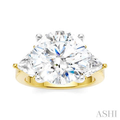 1 1/10 Ctw Circular Shape Trillion and Round Cut Diamond Semi-Mount Engagement Ring in 14K Yellow and White Gold 1 1/10 Ctw Circular Shape Trillion and Round Cut Diamond Semi-Mount Engagement Ring in 14K Yellow and White Gold