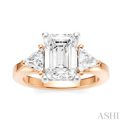 1/2 Ctw Emerald Shape Trillion and Round Cut Diamond Semi-Mount Engagement Ring in 14K Rose and White Gold 1/2 Ctw Emerald Shape Trillion and Round Cut Diamond Semi-Mount Engagement Ring in 14K Rose and White Gold