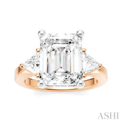 1/2 Ctw Emerald Shape Trillion and Round Cut Diamond Semi-Mount Engagement Ring in 14K Rose and White Gold 1/2 Ctw Emerald Shape Trillion and Round Cut Diamond Semi-Mount Engagement Ring in 14K Rose and White Gold