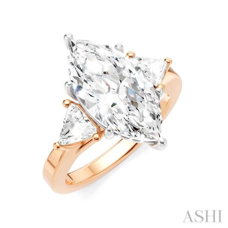 1/2 Ctw Marquise Shape Trillion and Round Cut Diamond Semi-Mount Engagement Ring in 14K Rose and White Gold 1/2 Ctw Marquise Shape Trillion and Round Cut Diamond Semi-Mount Engagement Ring in 14K Rose and White Gold