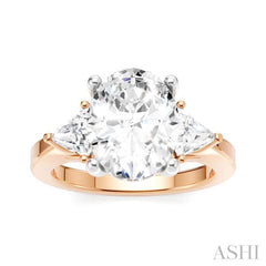 1/2 Ctw Oval Shape Trillion Cut & Round Cut Diamond Semi-Mount Engagement Ring in 14K Rose and White Gold 1/2 Ctw Oval Shape Trillion Cut & Round Cut Diamond Semi-Mount Engagement Ring in 14K Rose and White Gold