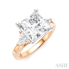 1/2 Ctw Princess Shape Trillion Cut & Round Cut Diamond Semi-Mount Engagement Ring in 14K Rose and White Gold 1/2 Ctw Princess Shape Trillion Cut & Round Cut Diamond Semi-Mount Engagement Ring in 14K Rose and White Gold