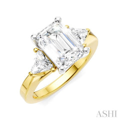 1/2 Ctw Emerald Shape Trillion and Round Cut Diamond Semi-Mount Engagement Ring in 14K Yellow and White Gold 1/2 Ctw Emerald Shape Trillion and Round Cut Diamond Semi-Mount Engagement Ring in 14K Yellow and White Gold