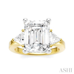 1/2 Ctw Emerald Shape Trillion and Round Cut Diamond Semi-Mount Engagement Ring in 14K yellow and White Gold 1/2 Ctw Emerald Shape Trillion and Round Cut Diamond Semi-Mount Engagement Ring in 14K yellow and White Gold