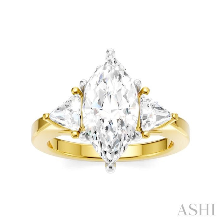 1/2 Ctw Marquise Shape Trillion and Round Cut Diamond Semi-Mount Engagement Ring in 14K Yellow and White Gold 1/2 Ctw Marquise Shape Trillion and Round Cut Diamond Semi-Mount Engagement Ring in 14K Yellow and White Gold