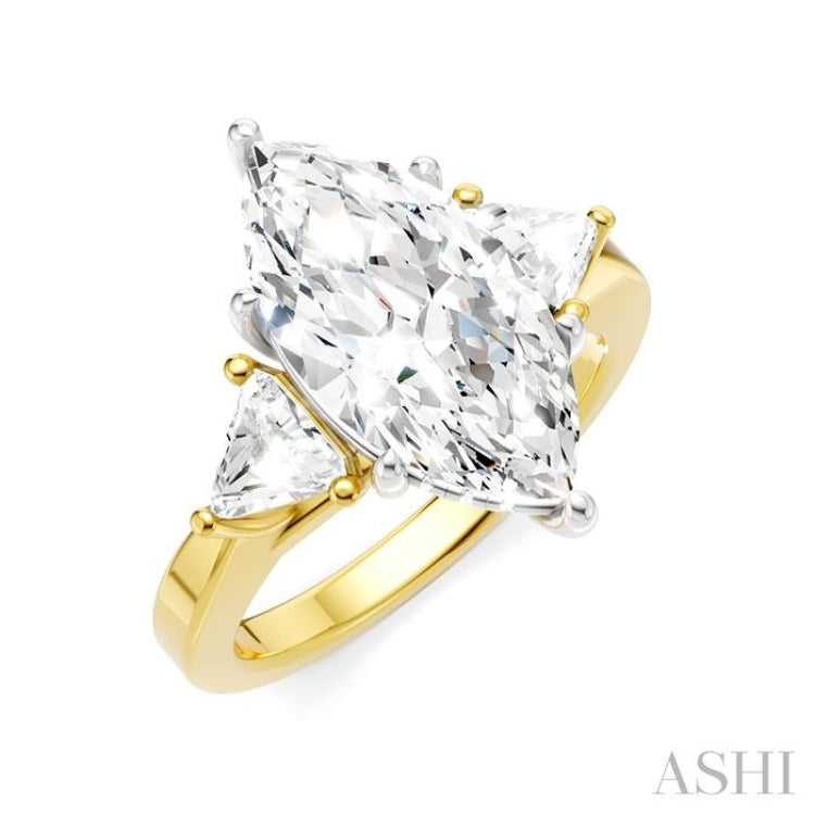 1/2 Ctw Marquise Shape Trillion and Round Cut Diamond Semi-Mount Engagement Ring in 14K Yellow and White Gold 1/2 Ctw Marquise Shape Trillion and Round Cut Diamond Semi-Mount Engagement Ring in 14K Yellow and White Gold