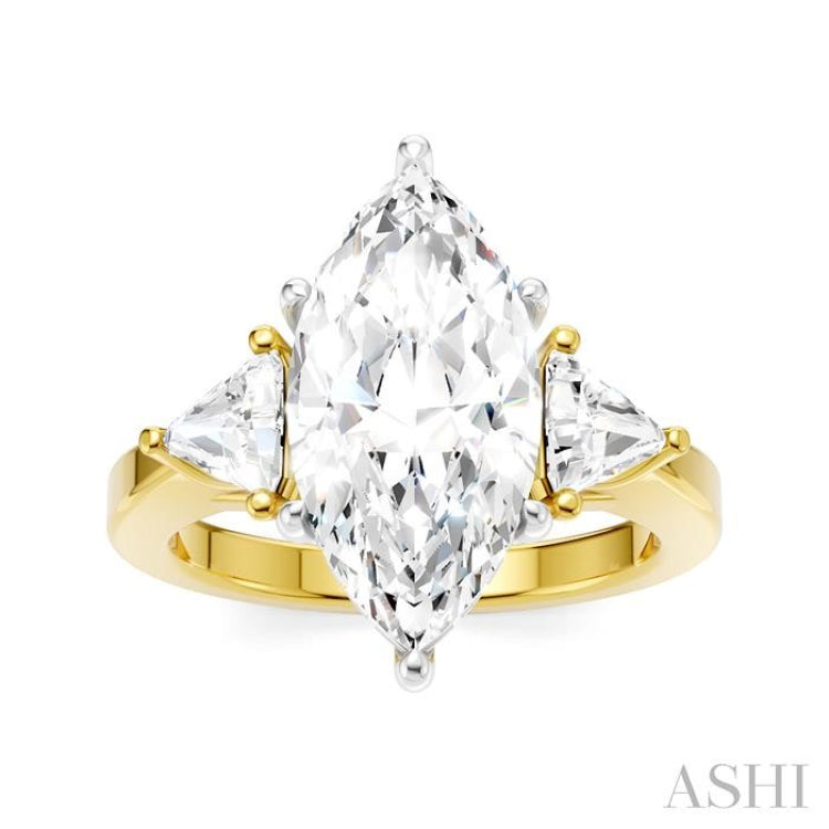 1/2 Ctw Marquise Shape Trillion and Round Cut Diamond Semi-Mount Engagement Ring in 14K Yellow and White Gold 1/2 Ctw Marquise Shape Trillion and Round Cut Diamond Semi-Mount Engagement Ring in 14K Yellow and White Gold