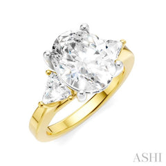 1/2 Ctw Oval Shape Trillion Cut & Round Cut Diamond Semi-Mount Engagement Ring in 14K Yellow and White Gold 1/2 Ctw Oval Shape Trillion Cut & Round Cut Diamond Semi-Mount Engagement Ring in 14K Yellow and White Gold