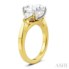 1/2 Ctw Oval Shape Trillion Cut & Round Cut Diamond Semi-Mount Engagement Ring in 14K Yellow and White Gold 1/2 Ctw Oval Shape Trillion Cut & Round Cut Diamond Semi-Mount Engagement Ring in 14K Yellow and White Gold