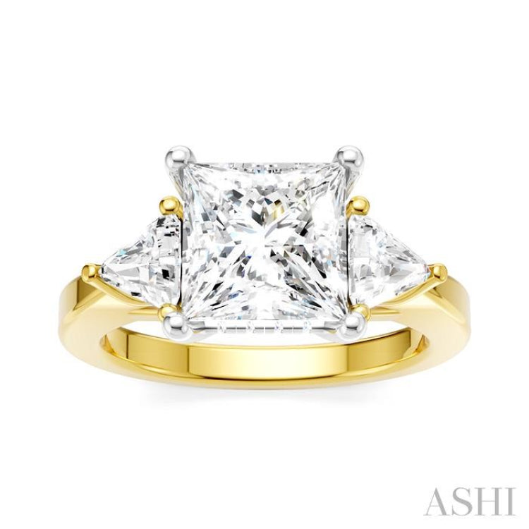 1/2 Ctw Princess Shape Trillion Cut & Round Cut Diamond Semi-Mount Engagement Ring in 14K Yellow and White Gold 1/2 Ctw Princess Shape Trillion Cut & Round Cut Diamond Semi-Mount Engagement Ring in 14K Yellow and White Gold