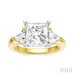 1/2 Ctw Princess Shape Trillion Cut & Round Cut Diamond Semi-Mount Engagement Ring in 14K Yellow and White Gold 1/2 Ctw Princess Shape Trillion Cut & Round Cut Diamond Semi-Mount Engagement Ring in 14K Yellow and White Gold