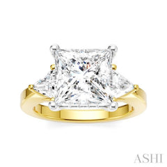 1/2 Ctw Princess Shape Trillion Cut & Round Cut Diamond Semi-Mount Engagement Ring in 14K Yellow and White Gold 1/2 Ctw Princess Shape Trillion Cut & Round Cut Diamond Semi-Mount Engagement Ring in 14K Yellow and White Gold