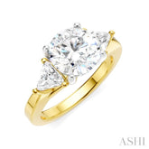 1/2 Ctw Circular Shape Trillion and Round Cut Diamond Semi-Mount Engagement Ring in 14K Yellow and White Gold