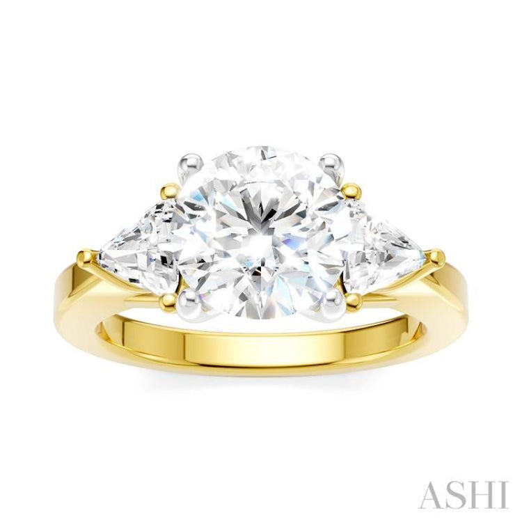 1/2 Ctw Circular Shape Trillion and Round Cut Diamond Semi-Mount Engagement Ring in 14K Yellow and White Gold 1/2 Ctw Circular Shape Trillion and Round Cut Diamond Semi-Mount Engagement Ring in 14K Yellow and White Gold