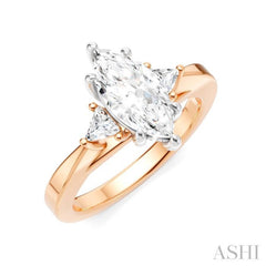 1/4 Ctw Marquise Shape Trillion and Round Cut Diamond Semi-Mount Engagement Ring in 14K Rose and White Gold 1/4 Ctw Marquise Shape Trillion and Round Cut Diamond Semi-Mount Engagement Ring in 14K Rose and White Gold
