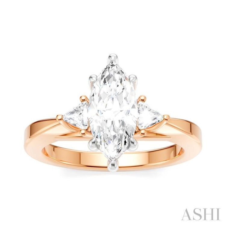 1/4 Ctw Marquise Shape Trillion and Round Cut Diamond Semi-Mount Engagement Ring in 14K Rose and White Gold 1/4 Ctw Marquise Shape Trillion and Round Cut Diamond Semi-Mount Engagement Ring in 14K Rose and White Gold