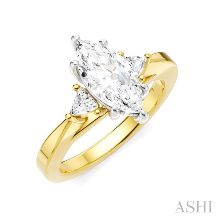 1/4 Ctw Marquise Shape Trillion and Round Cut Diamond Semi-Mount Engagement Ring in 14K Yellow and White Gold 1/4 Ctw Marquise Shape Trillion and Round Cut Diamond Semi-Mount Engagement Ring in 14K Yellow and White Gold
