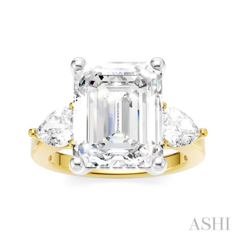 1 1/10 Ctw Tri-Mount Emerald Shape Center Pear and Round Cut Diamond Semi-Mount Engagement Ring in 14K Yellow and White Gold 1 1/10 Ctw Tri-Mount Emerald Shape Center Pear and Round Cut Diamond Semi-Mount Engagement Ring in 14K Yellow and White Gold