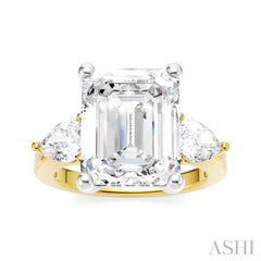 1 1/10 Ctw Tri-Mount Emerald Shape Center Pear and Round Cut Diamond Semi-Mount Engagement Ring in 14K Yellow and White Gold 1 1/10 Ctw Tri-Mount Emerald Shape Center Pear and Round Cut Diamond Semi-Mount Engagement Ring in 14K Yellow and White Gold