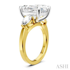 1 1/10 Ctw Tri-Mount Emerald Shape Center Pear and Round Cut Diamond Semi-Mount Engagement Ring in 14K Yellow and White Gold 1 1/10 Ctw Tri-Mount Emerald Shape Center Pear and Round Cut Diamond Semi-Mount Engagement Ring in 14K Yellow and White Gold