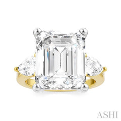 1 1/10 Ctw Tri-Mount Emerald Shape Center Pear and Round Cut Diamond Semi-Mount Engagement Ring in 14K Yellow and White Gold 1 1/10 Ctw Tri-Mount Emerald Shape Center Pear and Round Cut Diamond Semi-Mount Engagement Ring in 14K Yellow and White Gold