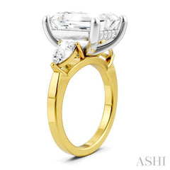 1 1/10 Ctw Tri-Mount Emerald Shape Center Pear and Round Cut Diamond Semi-Mount Engagement Ring in 14K Yellow and White Gold 1 1/10 Ctw Tri-Mount Emerald Shape Center Pear and Round Cut Diamond Semi-Mount Engagement Ring in 14K Yellow and White Gold